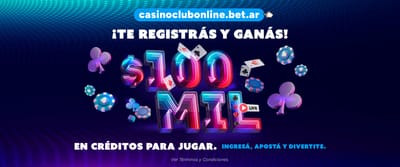Welcome banner with casino elements and prizes